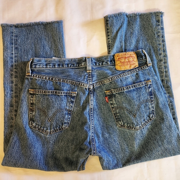 VINTAGE 510 BUTTON FLY LEVI'S cropped 90's size 33 - Picture 1 of 4